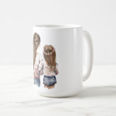 Mutter und Tochter, lange Haare, Aquarell-Rückkuns Kaffeetasse (VorderseiteRechts)