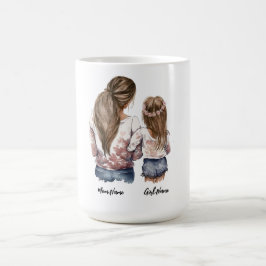 Mutter und Tochter, lange Haare, individuelle Name Kaffeetasse