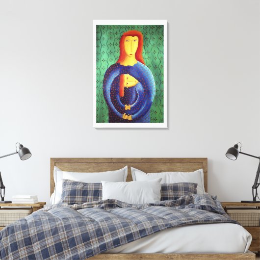 Mutter und Tochter Malerei zeitgenössische Kunst Leinwanddruck (Insitu (Schlafzimmer))