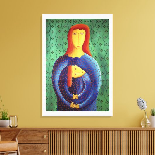 Mutter und Tochter Malerei zeitgenössische Kunst Leinwanddruck (Insitu (Wohnzimmer))