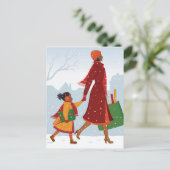 Mutter und Tochter mit Geschenk- und Einkaufstasch Postkarte (Stehend Vorderseite)