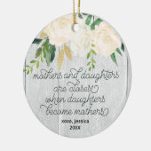 Mutter und Tochter Personalisiert rustikales Blume Keramik Ornament (Links)