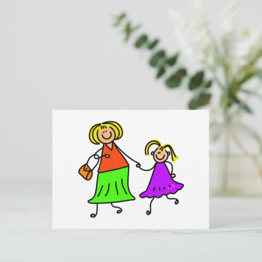 Mutter und Tochter Postkarte (Stehend Vorderseite)