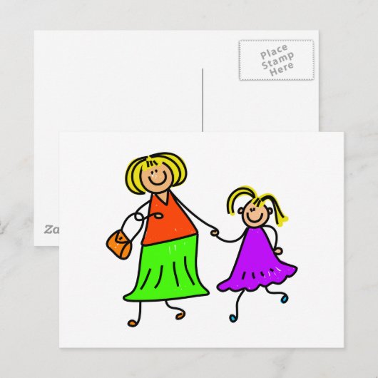 Mutter und Tochter Postkarte (Vorne/Hinten)
