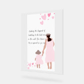 Mutter und Tochter rosa Herzsilhouette Acrylschild (Winkel)