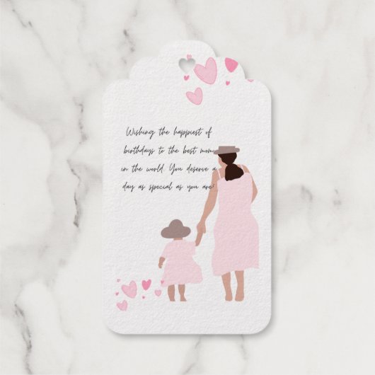 Mutter und Tochter rosa Herzsilhouette Geschenkanhänger (Rückseite)