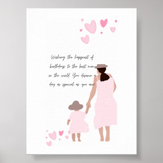 Mutter und Tochter rosa Herzsilhouette Poster (Vorne)