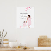 Mutter und Tochter rosa Herzsilhouette Poster (Küche)