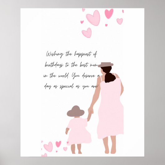 Mutter und Tochter rosa Herzsilhouette Poster (Vorne)