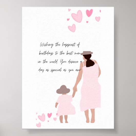 Mutter und Tochter rosa Herzsilhouette Poster (Vorne)