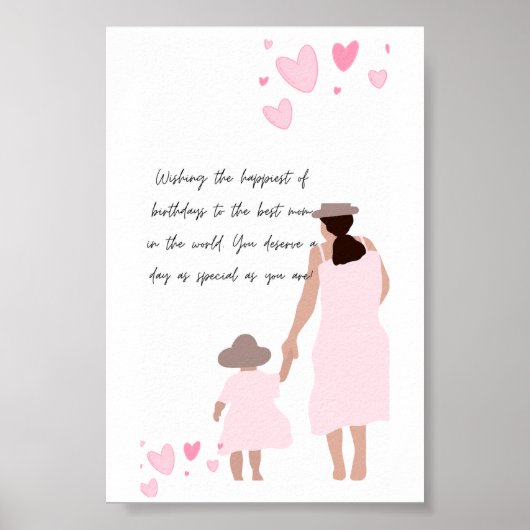Mutter und Tochter rosa Herzsilhouette Poster (Vorne)