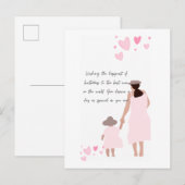 Mutter und Tochter rosa Herzsilhouette Postkarte (Vorne/Hinten)