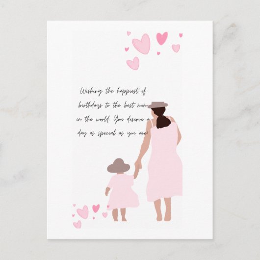Mutter und Tochter rosa Herzsilhouette Postkarte (Vorderseite)