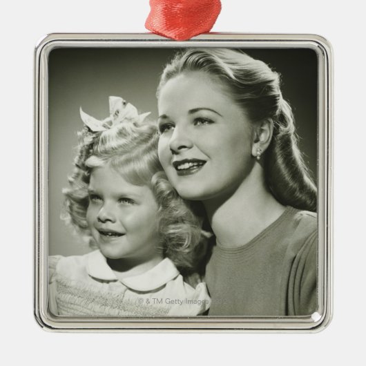 Mutter und Tochter Silbernes Ornament (Vorne)