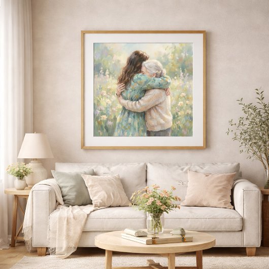Mutter und Tochter umarmen Kunstposter Poster
