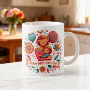 Mutter und Tochter umarmen sich Floral Mother's Da Kaffeetasse