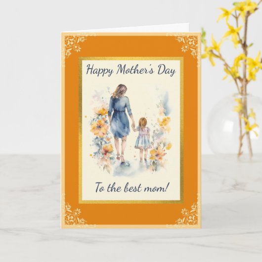 Mutter und Tochter von Aquarellen Karte (Gelbe Blume)