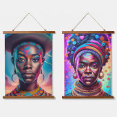 Mutter und Tochter Wandteppich Mit Holzrahmen (Doppelt)