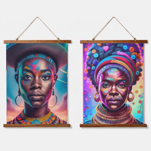 Mutter und Tochter Wandteppich Mit Holzrahmen (Doppelt)