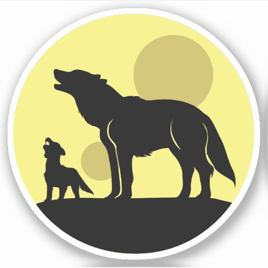 Mutter und Wolf Pup Aufkleber (Vorderseite)