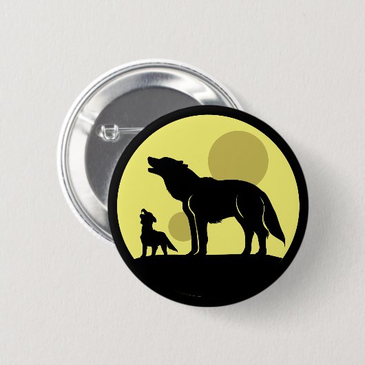 Mutter und Wolf Pup Button (Vorne & Hinten)