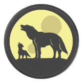 Mutter und Wolf Pup Eishockey Puck (Vorderseite)