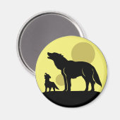 Mutter und Wolf Pup Magnet (Vorderseite/Rückseite)