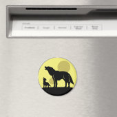 Mutter und Wolf Pup Magnet (In Situ (Geschirrspüler))