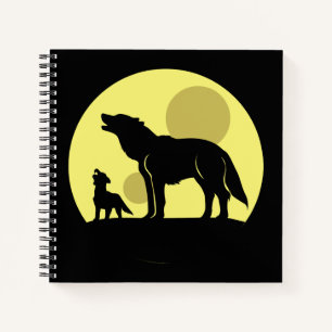 Mutter und Wolf Pup Notizblock