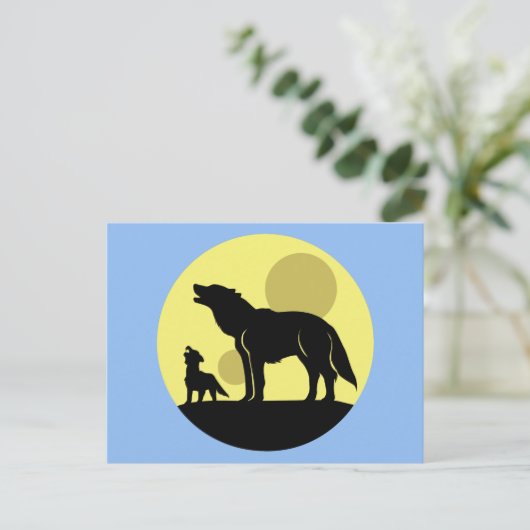 Mutter und Wolf Pup Postkarte (Stehend Vorderseite)