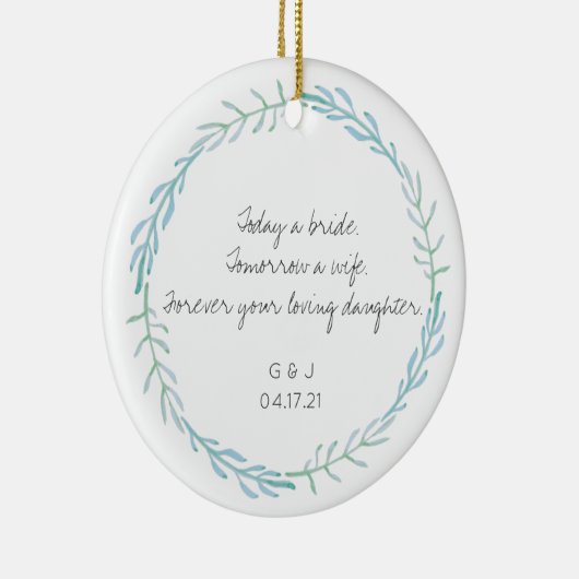 Mutter Vater der Braut Geschenk - Beach Blue Keramik Ornament (Rechts)