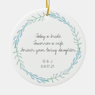 Mutter Vater der Braut Geschenk - Beach Blue Keramik Ornament