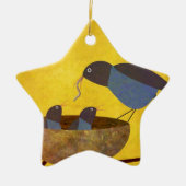 Mutter Vogel und Babys Keramik Ornament (Vorne)