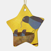 Mutter Vogel und Babys Keramik Ornament (Links)