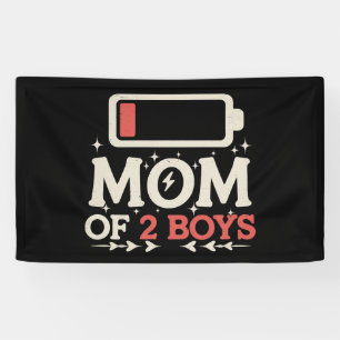 Mutter von 2 Jungen, niedriger Akku, lustiger Mutt Banner