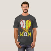 Mutter von Beidem Ball Mom Halb Softball Halb Base T-Shirt (Vorne ganz)