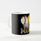 Mutter von beiden Ballmutter halb Softball halb Ba Kaffeetasse (Vorderseite Links)
