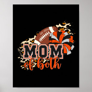Mutter von beiden Football Cheer Orange Schwarzer Poster