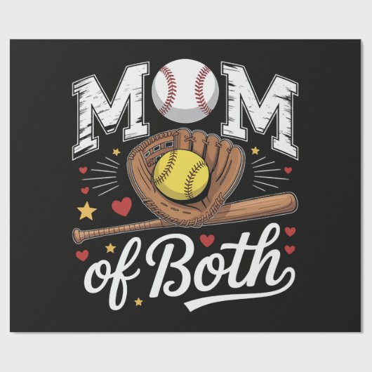 Mutter von beiden Game Day Baseball Softball Geschenkpapier (Flach)