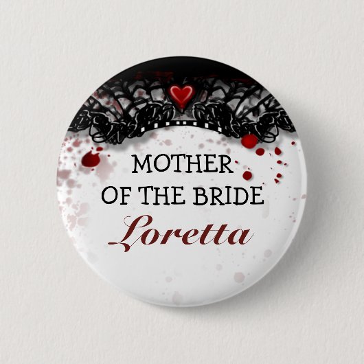 Mutter von Braut-Blut-Spritzer-Halloween-Hochzeit Button (Vorderseite)