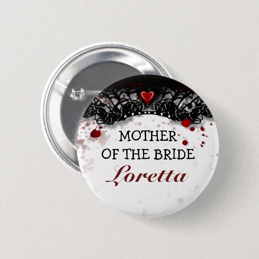 Mutter von Braut-Blut-Spritzer-Halloween-Hochzeit Button (Vorne & Hinten)