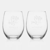 Mutter von Braut und Geschenken Name Datum Hochzei Weinglas Ohne Stiel (Rückseite)