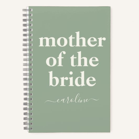 Mutter von Bride Minimal Moderne Name | Sage Green Notizblock (Vorderseite)