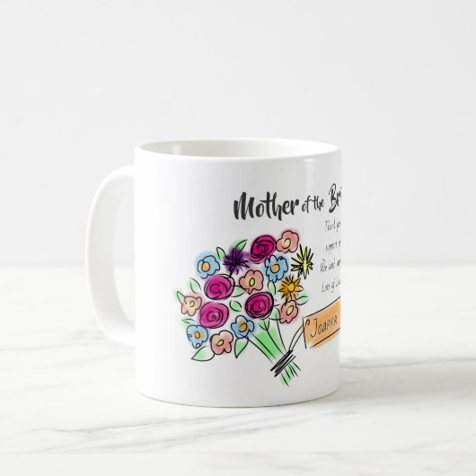 Mutter von Bride Personalisiert Dankeschön Nachric Kaffeetasse (Vorderseite Links)
