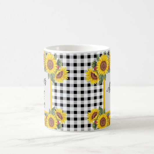 Mutter von Bride Personalisiert Gingham Sunflowers Kaffeetasse (Mittel)