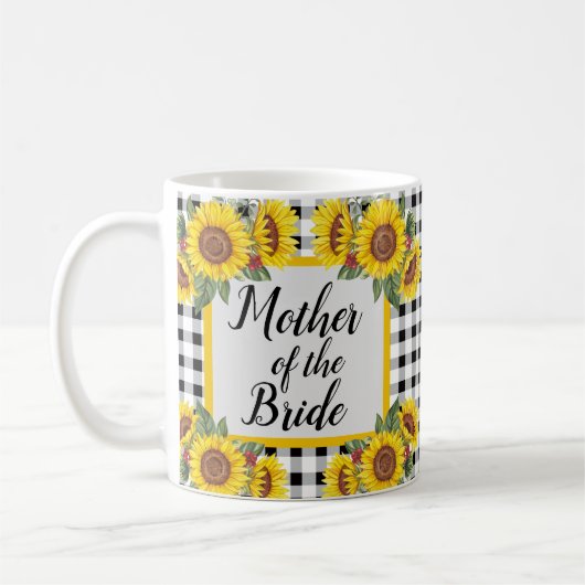 Mutter von Bride Personalisiert Gingham Sunflowers Kaffeetasse (Links)