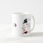 Mutter von Bride Red & Navy Rose Watercolor Kranz Kaffeetasse (VorderseiteRechts)