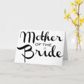 Mutter von Bride Retro Script Black auf Weiß Karte (Gelbe Blume)