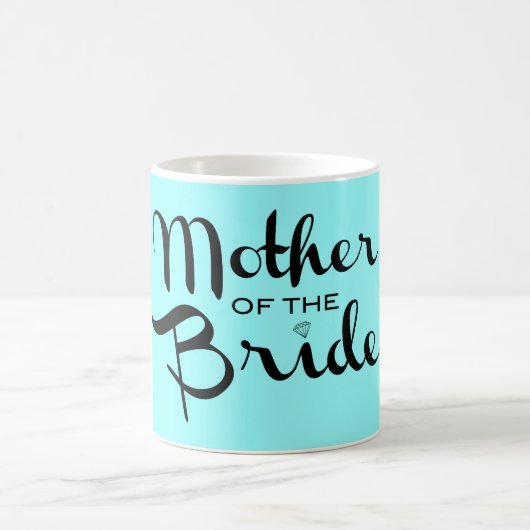 Mutter von Bride Retro Script Black on Aqua Kaffeetasse (Mittel)