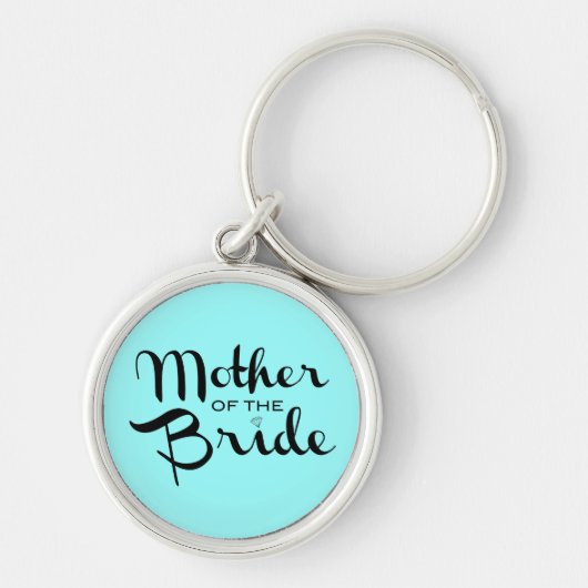 Mutter von Bride Retro Script Black on Aqua Schlüsselanhänger (Vorne)